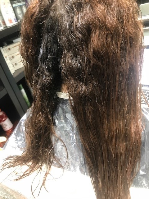 before japanese hair straightening on brown hair in Cincinnati