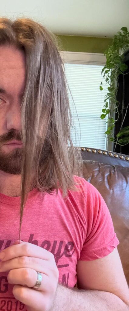 long hair before body wave on man